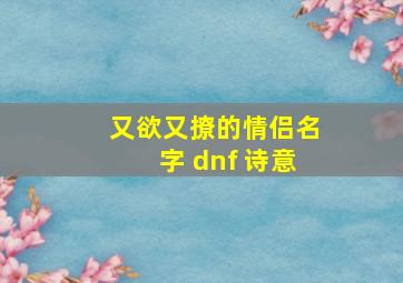 又欲又撩的情侣名字 dnf 诗意